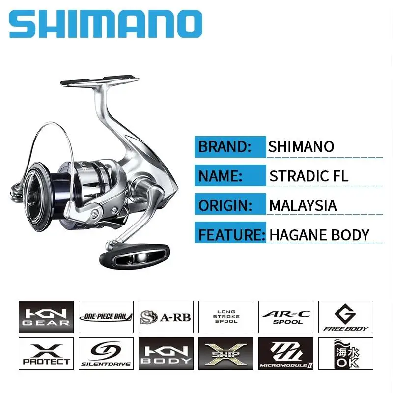 2019 SHIMANO STRADIC FL Fishing Spinning Reels 1000-5000 6+1BB Max  Drag3-11kg HAGANE X-PROTECT Saltwater Reel Fishing Wheel Coil