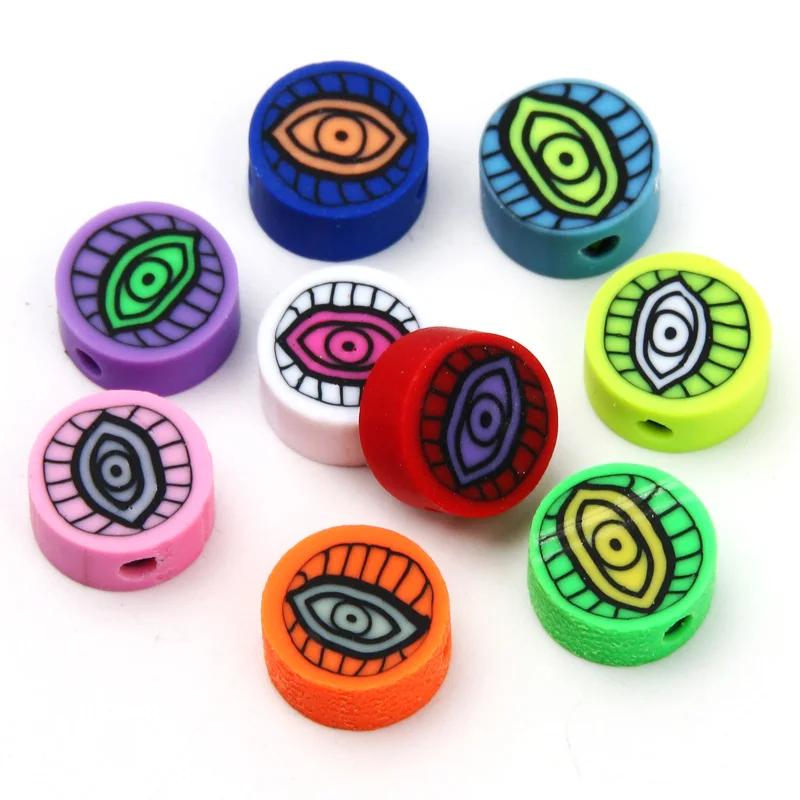 Contas de Argila Polímero para Fazer Jóias, Mixed Evil Eye Spacer, DIY Pulseira Acessórios, Olho do Faraó, 20 PCs, 50 PCs, 100PCs