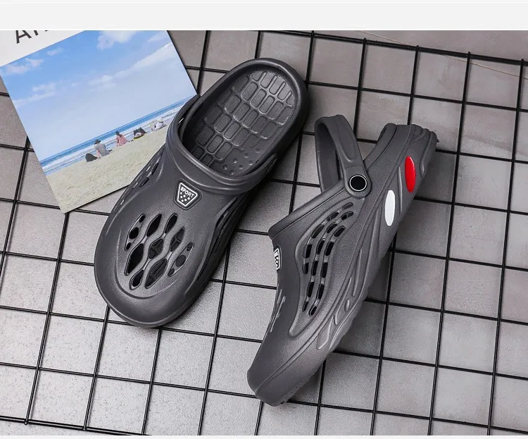 Warm Sommer Männer Clogs Hausschuhe Mode Loch Schuhe Strands andalen Innen haus Wohnungen Schuhe leichte weiche Badezimmer rutschen – Detail 5