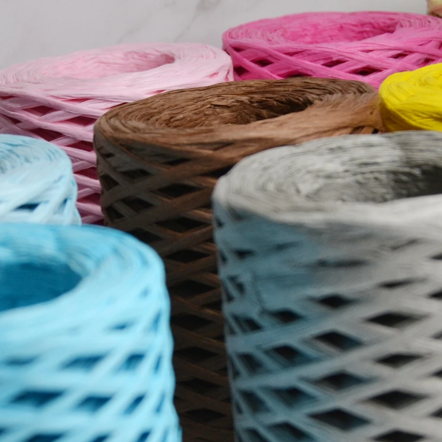 Raffia 종이 밀짚 로프, 친환경 원사, 수제 뜨개질 포장 벨트 로프, 크로셰 뜨개질, 여름 모자 가방