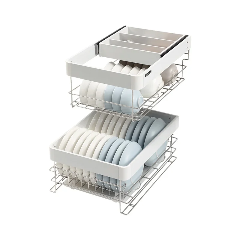 Pull basket kitchen cabinet, small size 350 dishes narrow cabinet 300 drawer bowl rack basket
