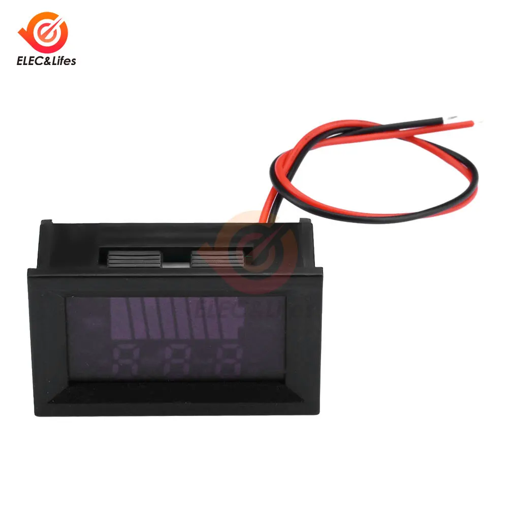 Car Lead acid Battery Charge Level Indicator 12V 24V 36V 48V 60V 72V Lithium Battery Capacity Meter Tester LED Display Voltmeter 5