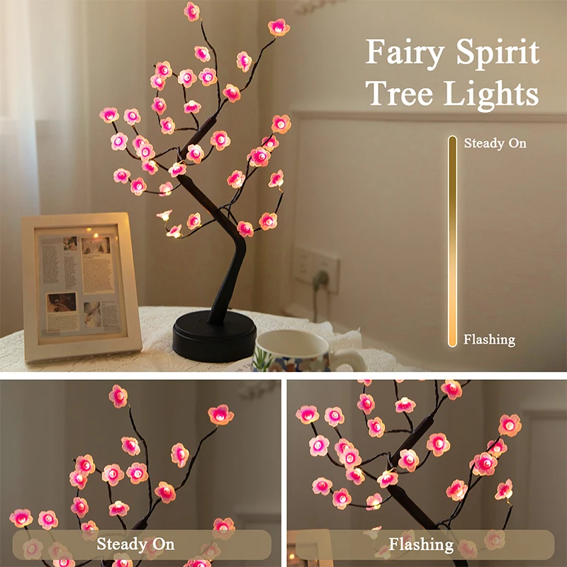 36 LED cherry blossom tree light suitable for indoor and outdoor adapter plug/battery powered desk lamp (warm white) 4