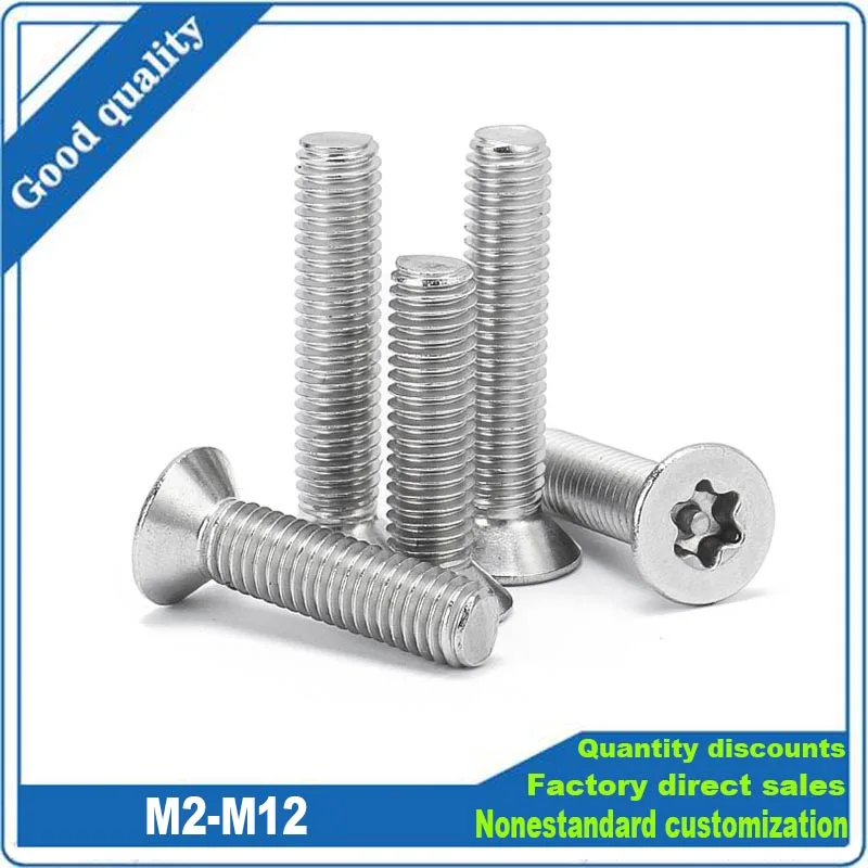 

M2M2.5M3M4M5M6 M8 M10M12 304 Stainless Steel Six Lobe Torx Flat Countersunk Head Pin Tamper Proof Anti Theft Security Screw Bolt