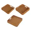 Imitation Rattan Bread Basket Woven Basket Rustic Snack Bread Trays Square Serving Basket Serving Tray for Drinks Vegetables 2