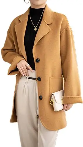 

Женская зимняя одежда 2023, двустороннее женское кашемировое пальто, короткий маленький костюм, маленькое шерстяное пальто