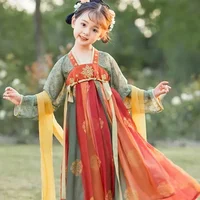 Costume de fête d'été pour filles, robes Vintage pour enfants, vêtements décontractés pour bébés chinois Hanfu Cosplay, robe de princesse pour filles 3