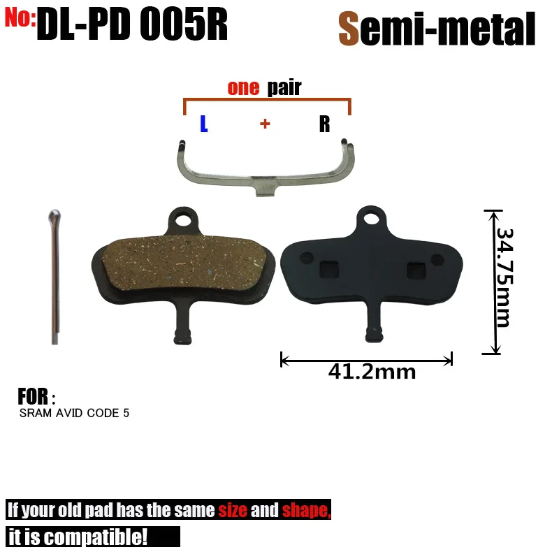 DELT Bicycle Disc Brake Pads,For SRAM AVID CODE 5,Semi-Metallic