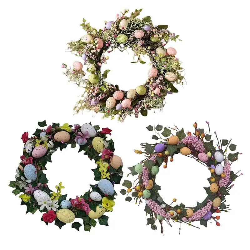

Easter Egg Garland Flower For Window Yard Trees Artificial Flower Egg Wreath Hanging Ornament Green Beads Home Decoration