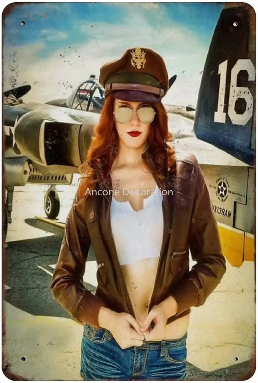 

Air Force's Most Beautiful Pilot Metal Tin Sign, Vintage Plaque Poster Garage Bar Home Wall Decor 8 X 12 Inches