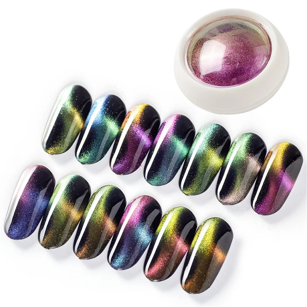 Cat Magnet Nail Powder Glitter Nail Shinning Chameleon Holographic Effect Chrome Pigment Dust UV Gel Polish