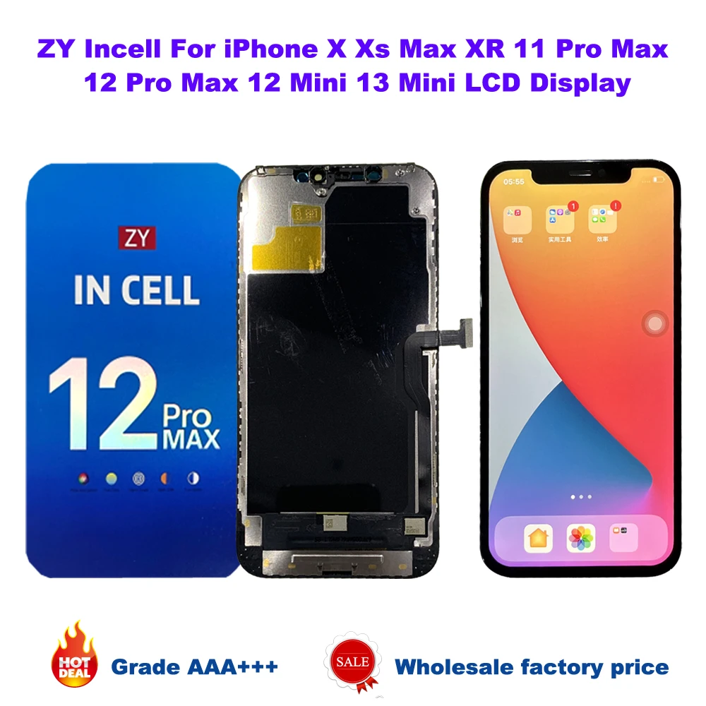 

ZY Incell For iPhone X XS Xsmax 11 12 Pro Max 12Mini 13 13Mini LCD Touch Screen Digitizer Assembly LCD Display Replacement Parts
