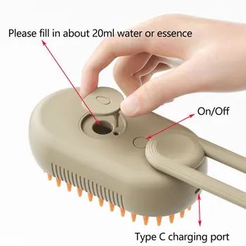 Rechargeable Steam Cat Grooming Brush Steamy To Remove Loose Hair 3 In1 Electric Self Cleaning Spray Dog Brush Massage Pet Combs 4