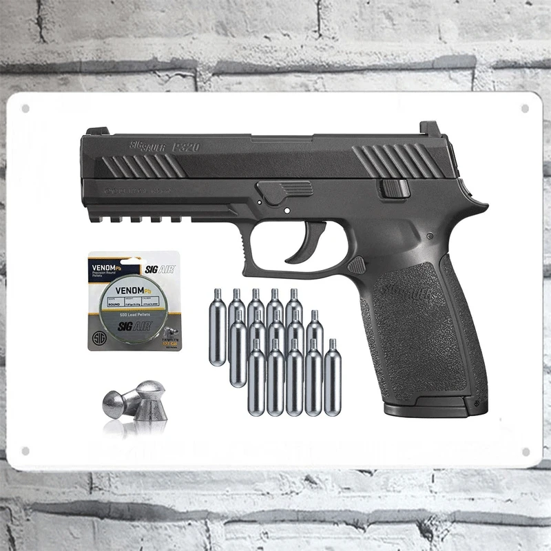 2022 SIG Sauer P320 Air Pistol with CO2 12 Gram (15 Pack) and 500 Lead Pellets Wall tin sign 8*12inch |