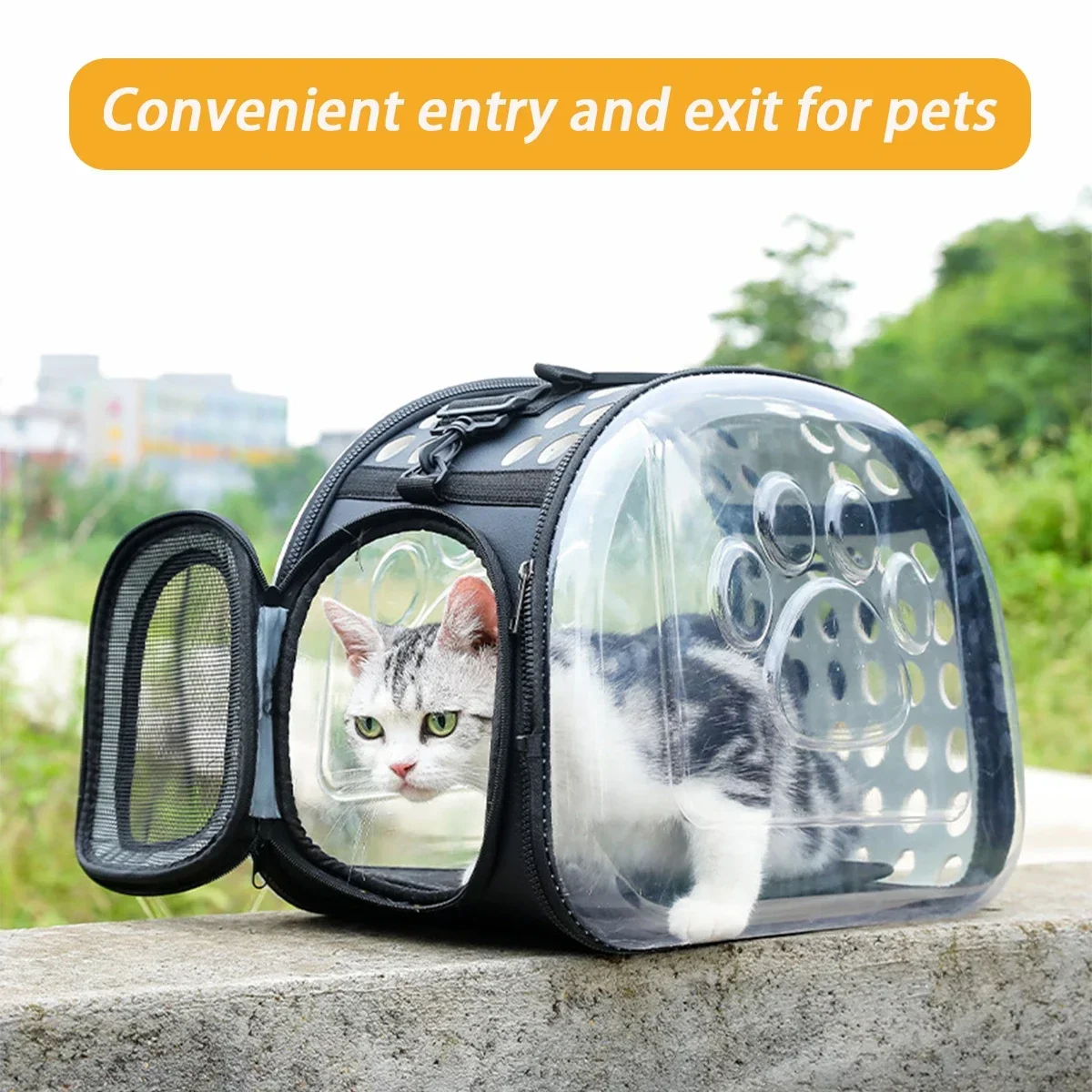 Pet Shoulder Bag Cat Carrier Outdoor Travel Breathable Handbag Puppy Kitten Capsule Transparent Portable Shoulder Strap Bag