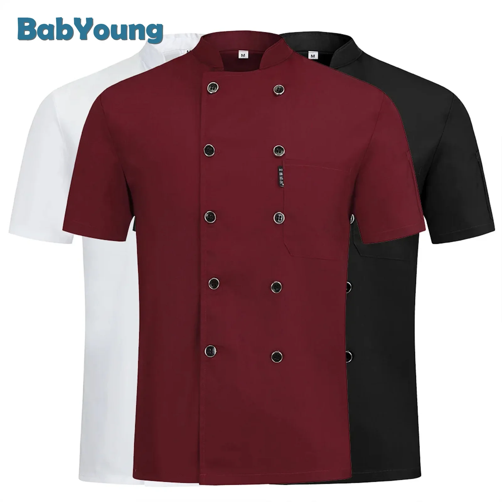 

3 Colors HigH Quality Double Breasted Chef Uniform Restaurant Hotel Kitchen Catering Jackets Cooking Cafe WorkWear Chef Clothes