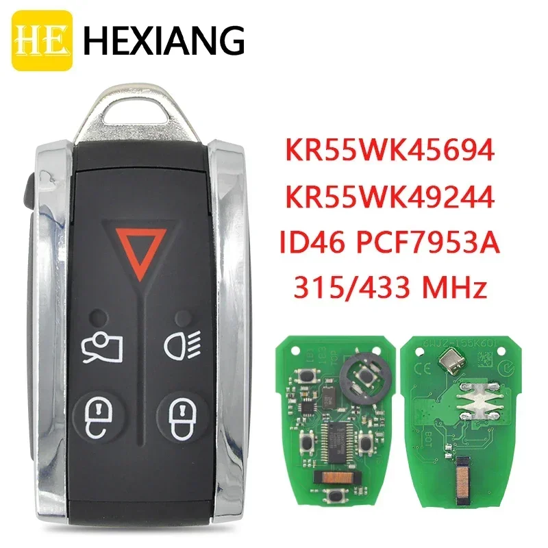 

HE Xiang Car Remote Key For Jaguar 2009-2012 XF XFR for XK XKR 2010-2013 FCCID KR55WK49244 ID46 PCF9753 315 434 Mhz Keyless Go