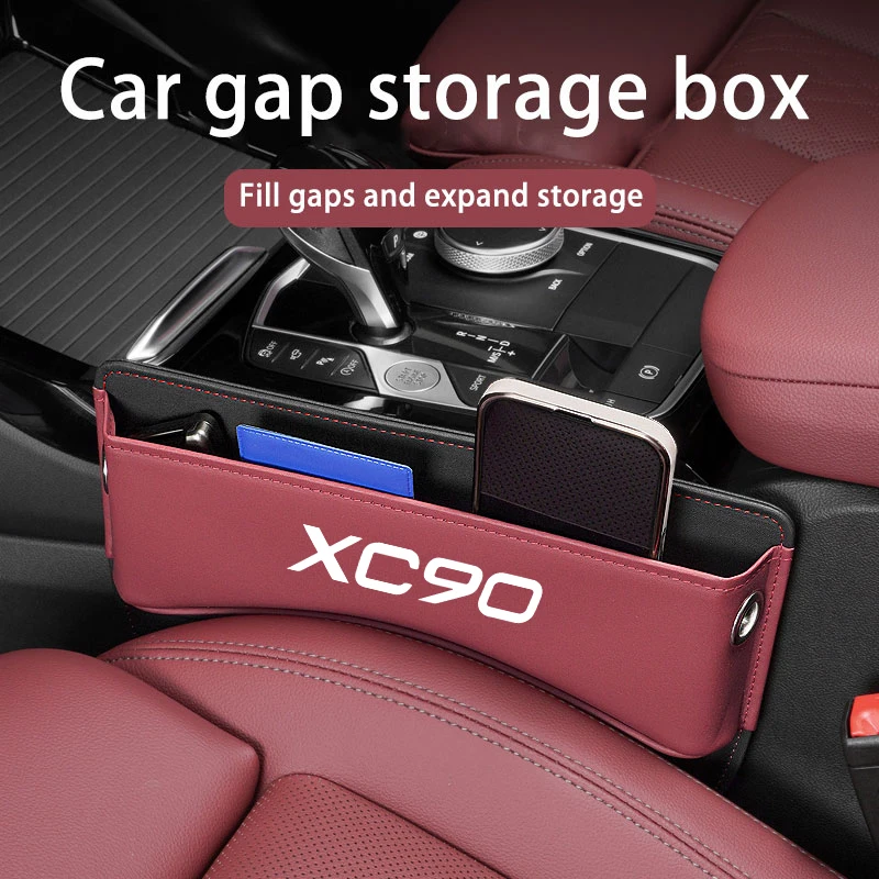 Per Volvo Xc90 Car Seat Gap Organizer In Pelle Auto Console Side Crevice Storage Box Accessori Interni