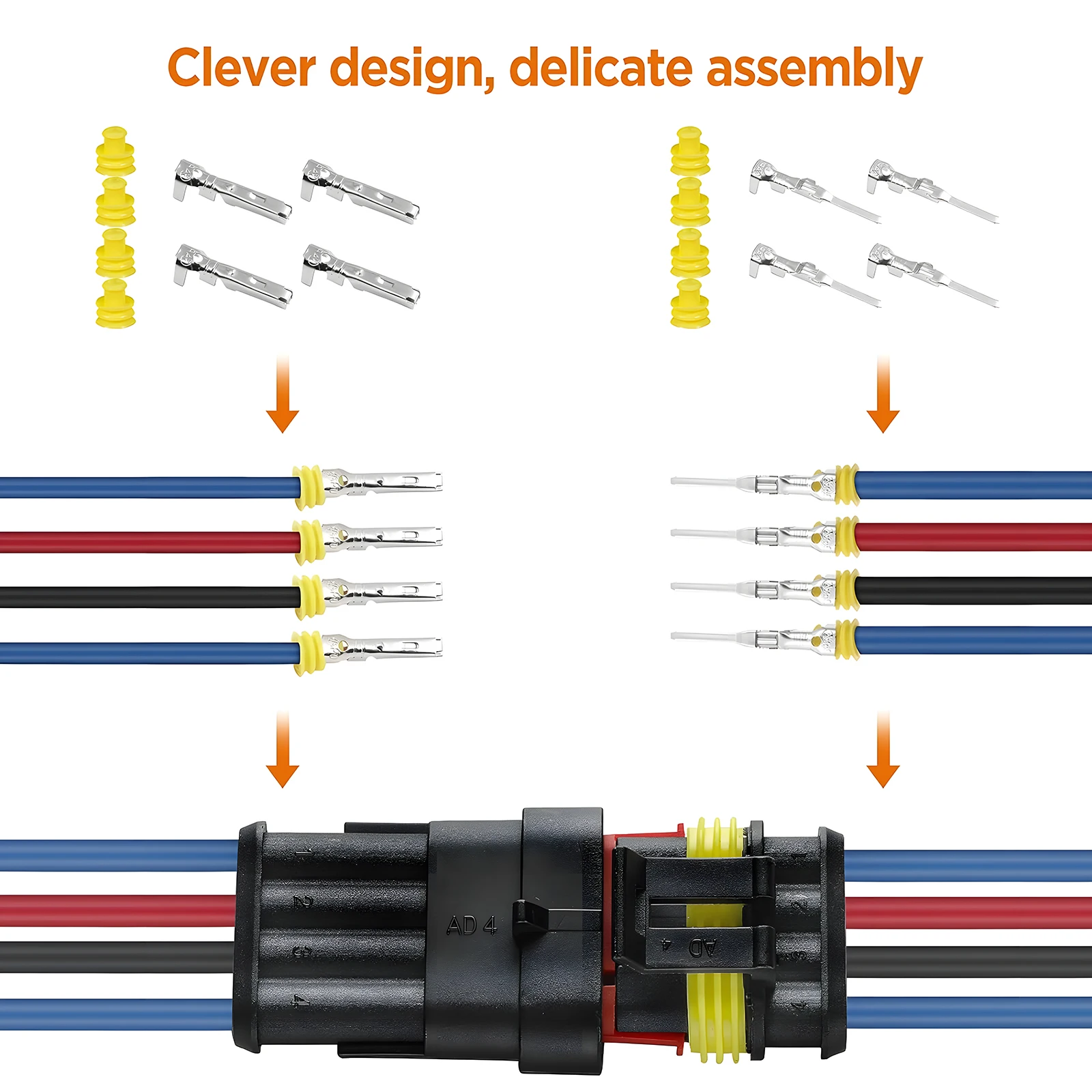 1/4/8Set AMP Automotive Wire Connector Plug For Car Motorcycle