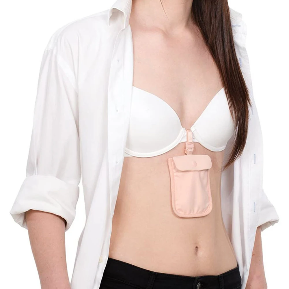 Women Wallets Solid Color Hidden Bra Wallet Flap Clasp Secret Travel Wallet Pickpocket Belt Cotton for Money Valuables