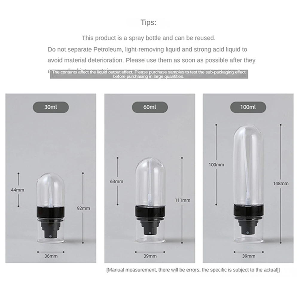 30/100ml Portable Refillable Fine Mist Spray Bottle Empty Cosmetic Containers Spray Atomizer Mini Bottle Travel Accessories