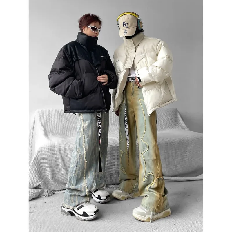 High Street Retro Loose Washed Old Fashionable Loose Jeans with A Sagging and Straight Tube for Slimming