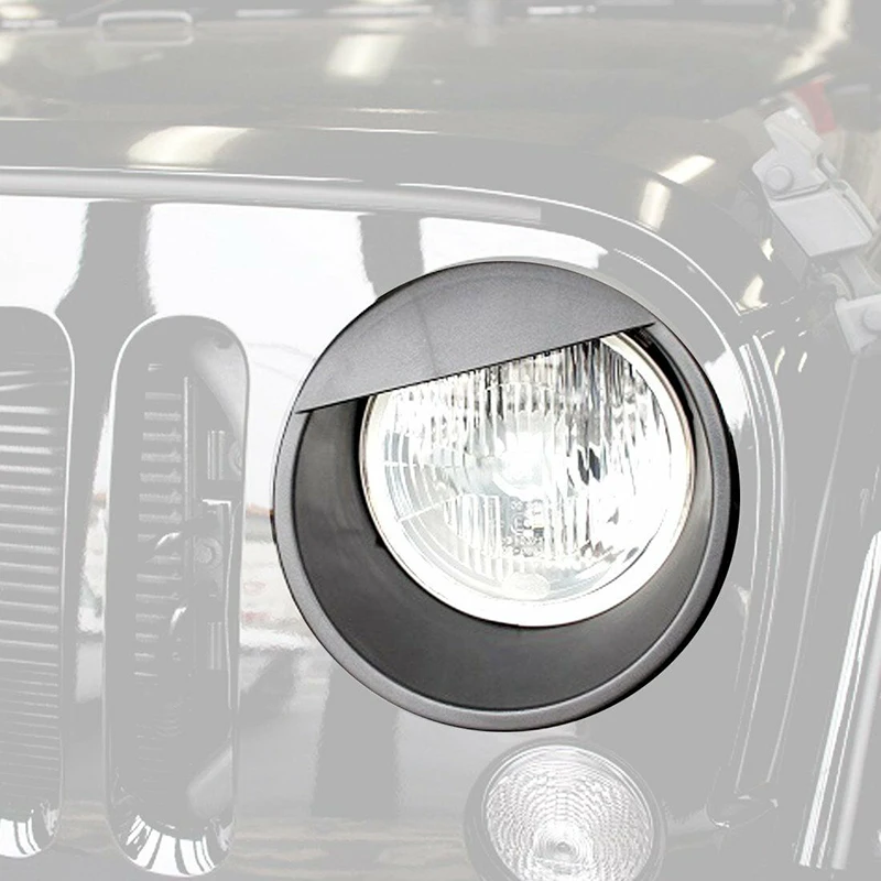 For Jeep Wrangler JK 2007 2008 2009 2010 2011-Car Front Lamp Headlight Cover Trim Black Parts Auto Light Accessories 1Pair headlight lamp cover