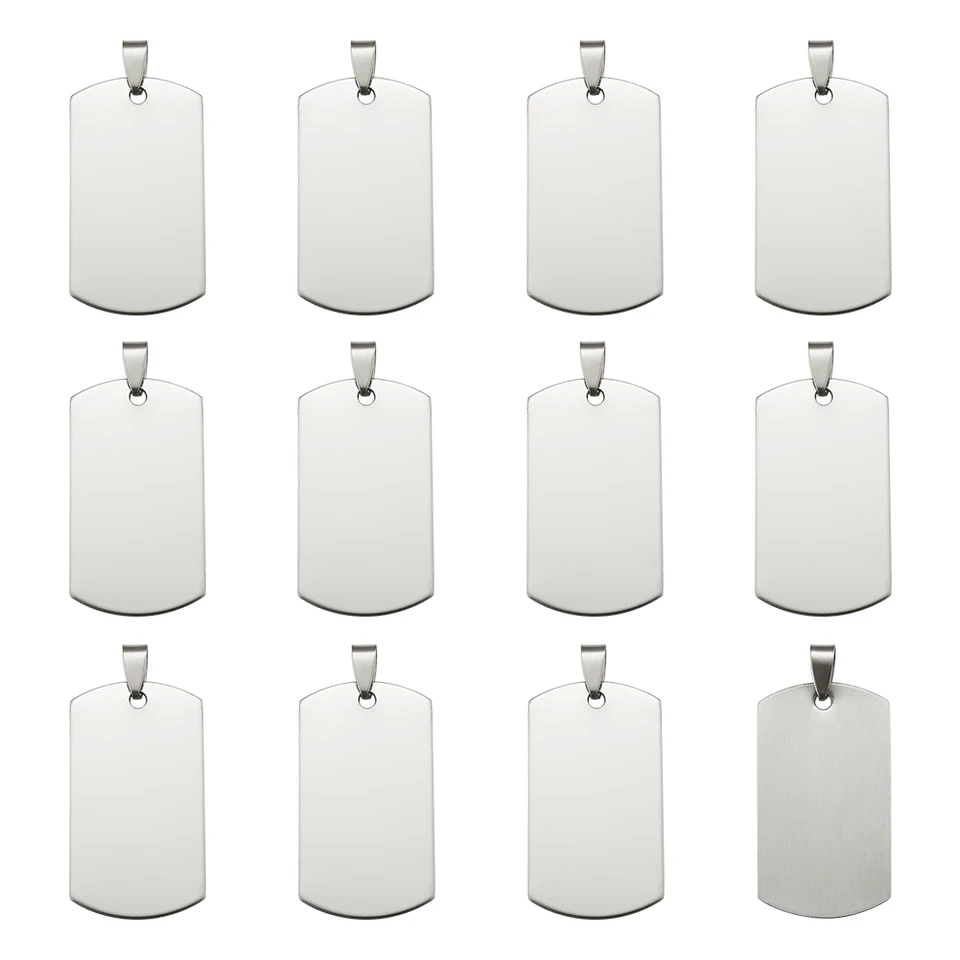 HEKOBAG 30 Pcs Étiquette Estampage, 50 * 30mm Blanc Rectangle Ebauche Estampage Plaque Gravée En Aluminium Estampage Étiquette Pendentifs Poinçon Estampage Bijoux Pour DIY Bijoux Bracelet Collier