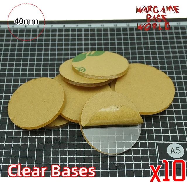 TRANSPARENT / CLEAR BASES for Miniatures - 40mm round clear bases 2