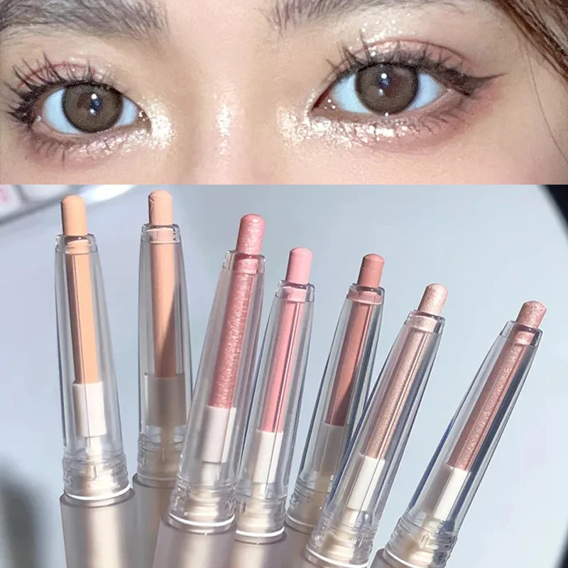 Glänzender Glitzer-Diamant-Lidschatten-Eyeliner-Stift, Perlglanz-Matt-Highlight-Stift, Seidenraupenaugen aufhellen, Bleistift, Cil_voghion.com