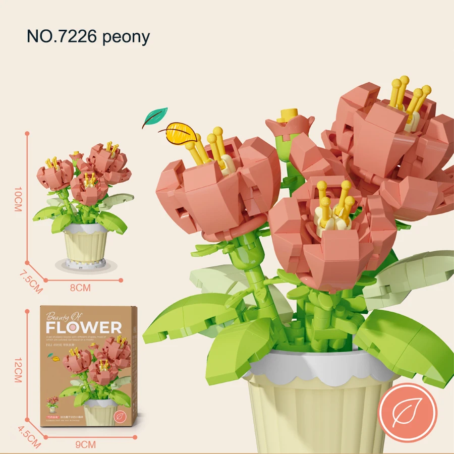 Mini Flower Pot Building Blocks Flower Bouquet Blocks Kids Educational Toys Mother's Day Gift