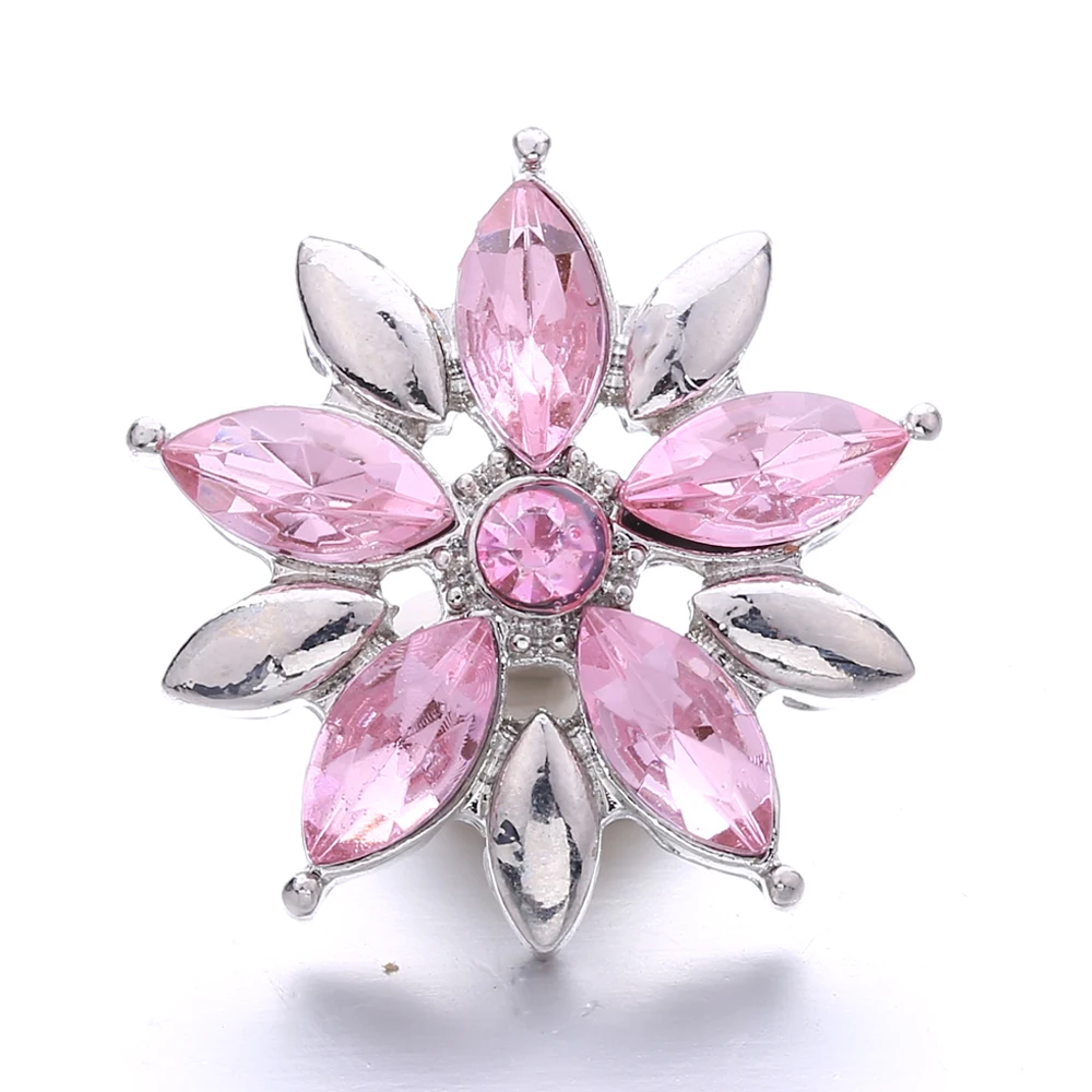 15pcs New Snap Jewelry Rhinestone Flower 18mm Snap Buttons for Snap Bracelet Bangle DIY Button Jewelry Making