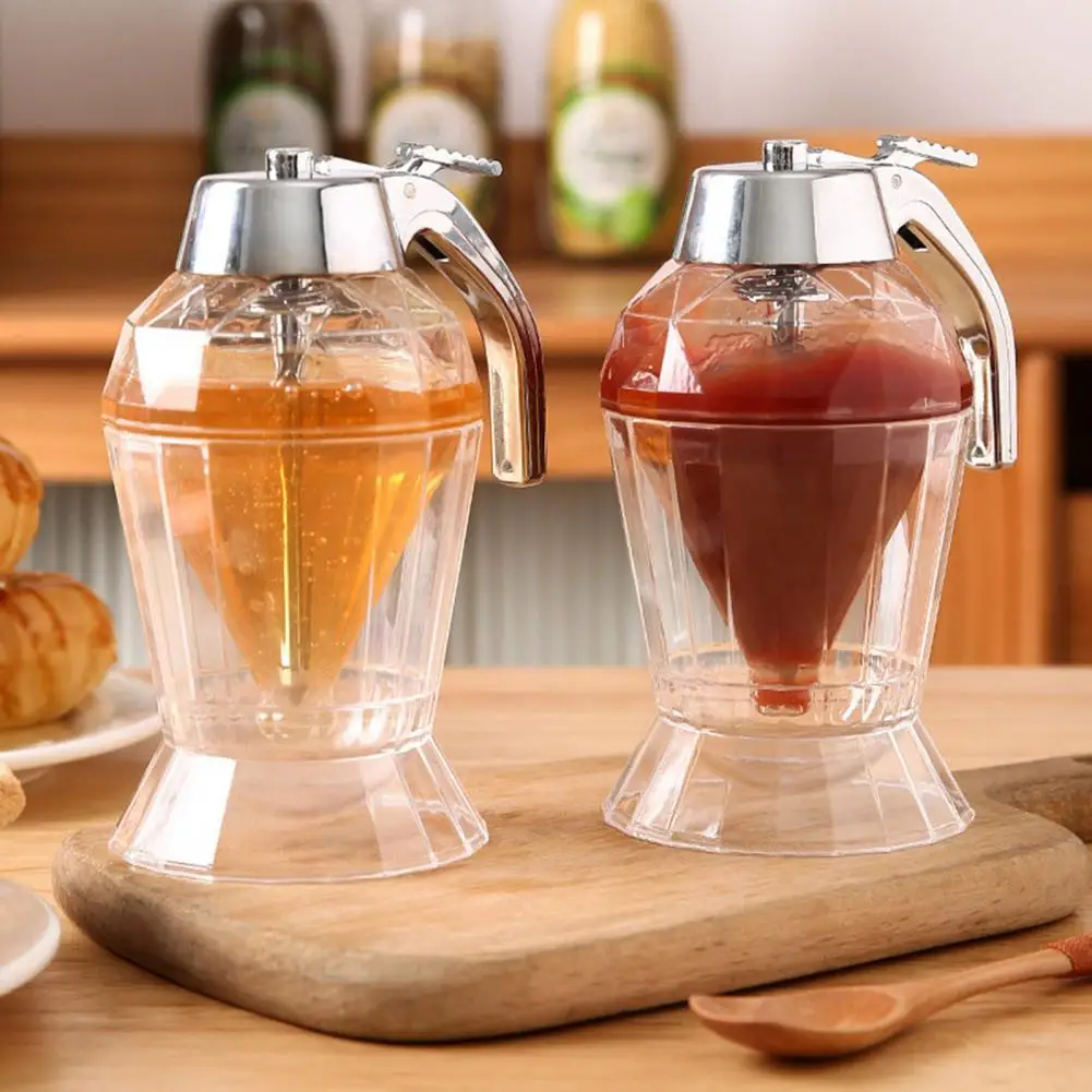 Syrup Dispenser Leakproof Glass Honey Dispenser with Stainless Steel Cover 180ml Shape Syrup Bottle for Olive Oil Sauce Vinegar