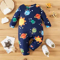 PatPat Overalls Baby Clothes New Born Boy Jumpsuit Romper Infant Newborn Babies Costume Solar System Planets Long-sleeve 2