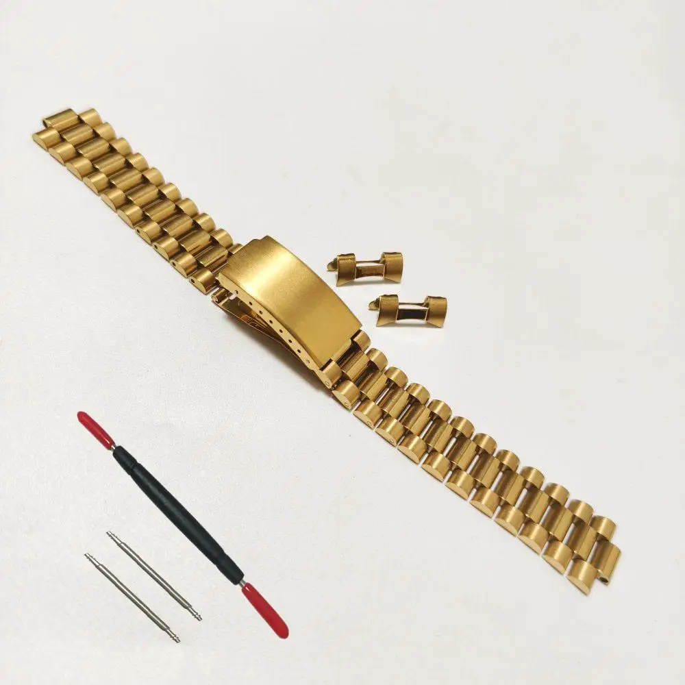 Silver Gold Stainless Steel Curved Endlink Watch Strap Bracelet