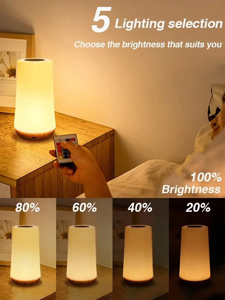 GGbingo 13 Color Night Light Touch Dimmable Remote Control USB Recharge Emergency Lighting RGB Portable Bedside Lamp for Home 2