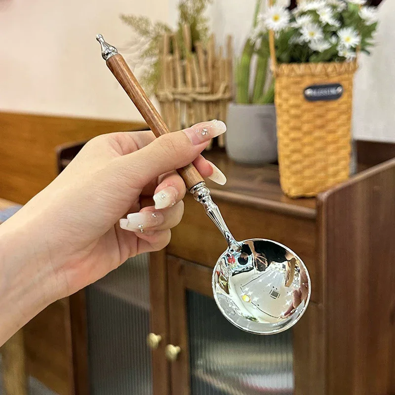 Stainless Steel Round Spoon Ladle Rice Soup For Dessert Spoon Ice Cream Serving Spatula Tableware