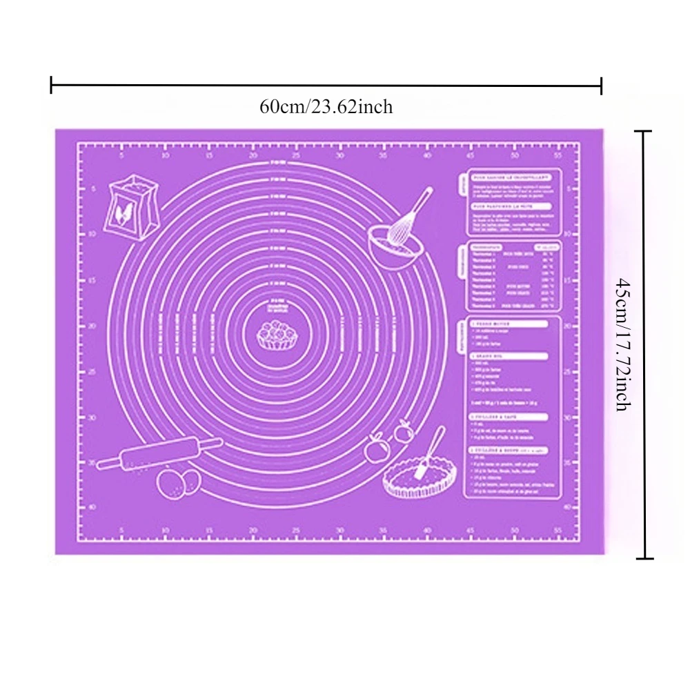 Food GradePlasticRolling Mat With Measuring Tool Non Slip Kneading Mat, Easy To Clean Non Stick Baking Mat ReusableBakingUtensil_voghion.com