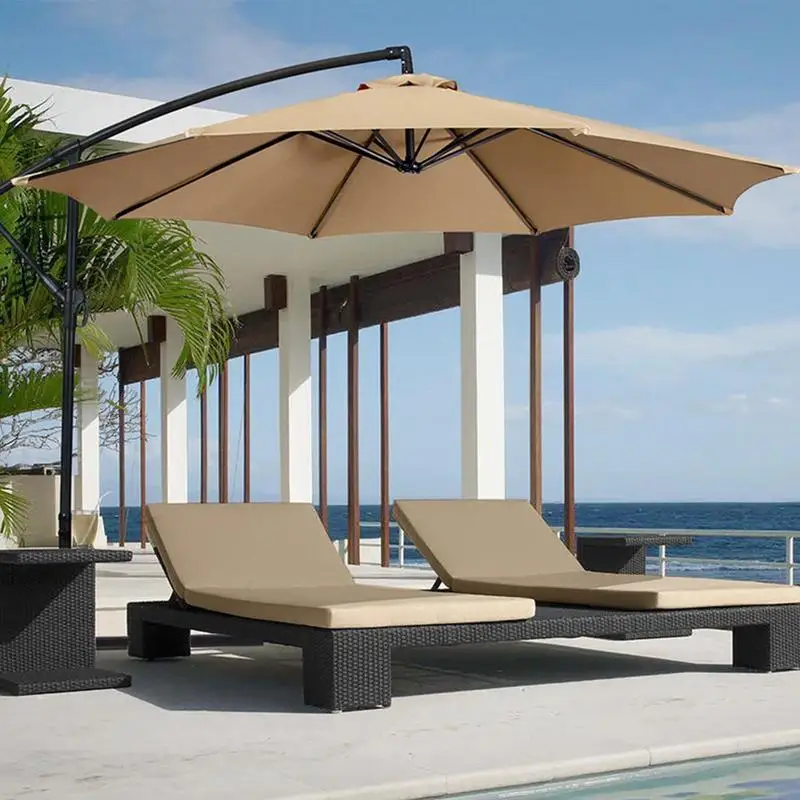 Toile De Parasol Double Face Remplacement 4.6 M - Imperméable, Anti-UV, Pour Jardin, Piscine Ou Terrasse - Couleur Beige