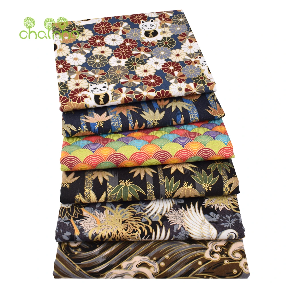 Chainho,Printed Plain Weave Cotton Fabric,DIY Quilting Sewing Material,Handmade Patchwork Cloth,Home Textiles,20x25cm,15CD52