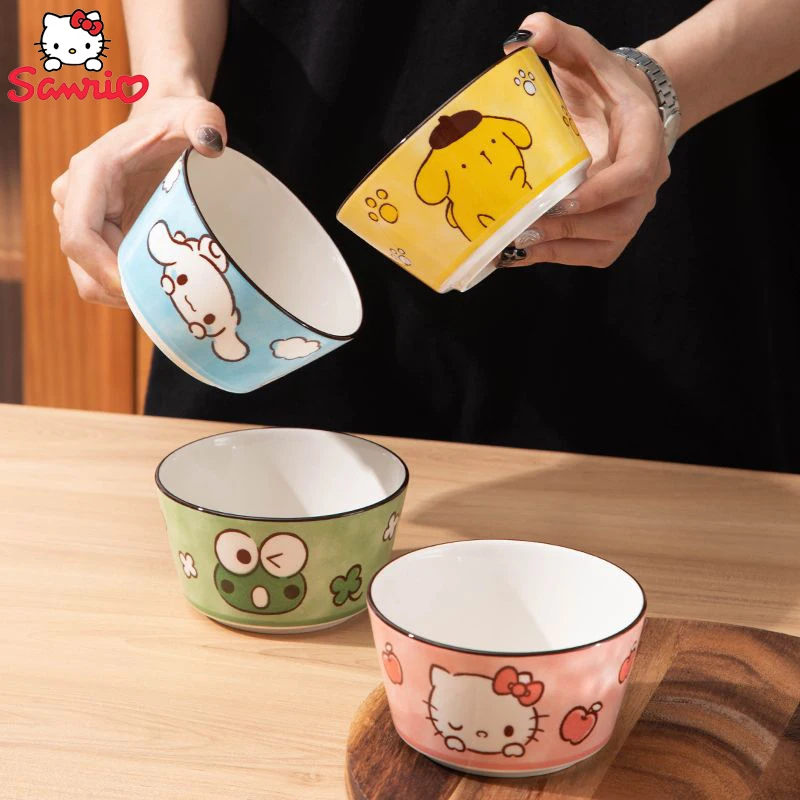 Sanrio Hello Kitty Cinnamoroll Stoviglie Ciotola Keroppi Carino Bell'Aspetto Ciotola Da Dessert In Ceramica Ad Alta Capacità Uso Domestico Addensare