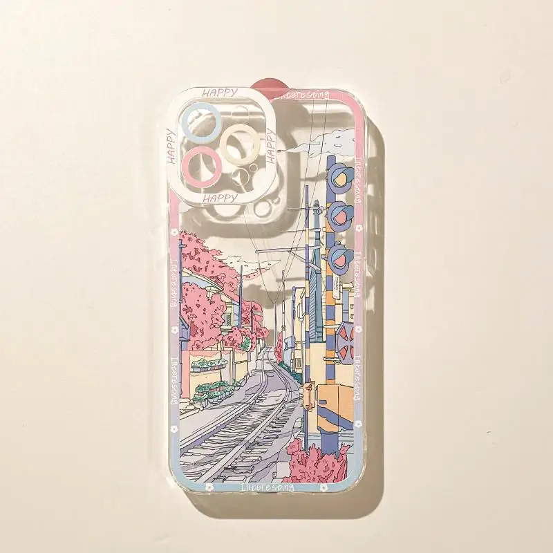 Anime Scenery Flowers Leaves Daisy Transparent Soft Phone Case
