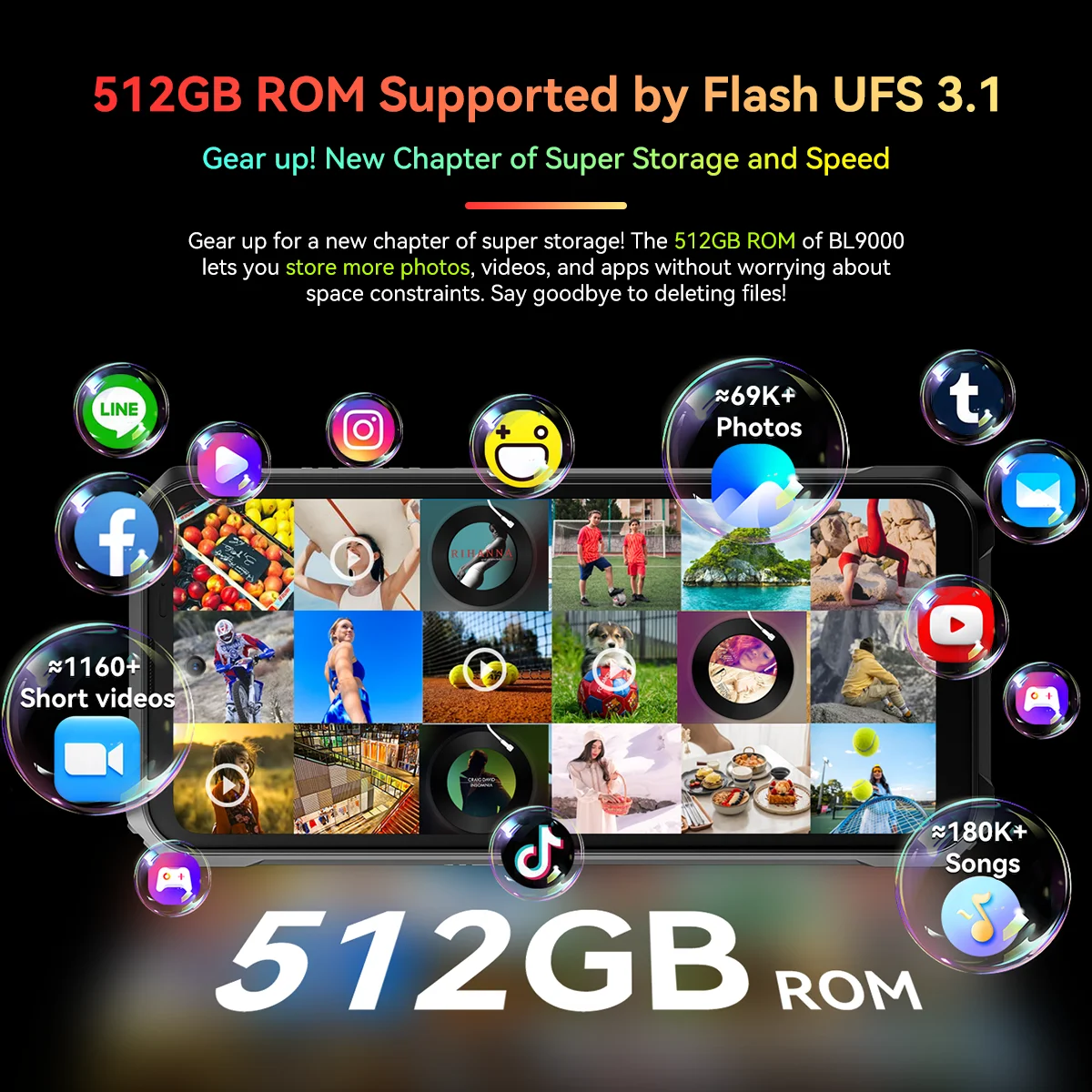 Blackview Bl9000 robustes Telefon 6.78 "24GB 512GB 2,4 k FHD Dual-Display 50MP 8800mAh 120W Android 13 5G NFC-Smartphone