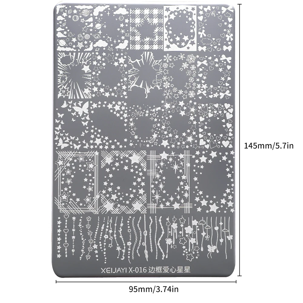 별 모양 패턴 태슬 프린트 네일 플레이트 반짝이는 별 네일 아트 스탬핑 플레이트 매니큐어 DIY 페인팅 도구