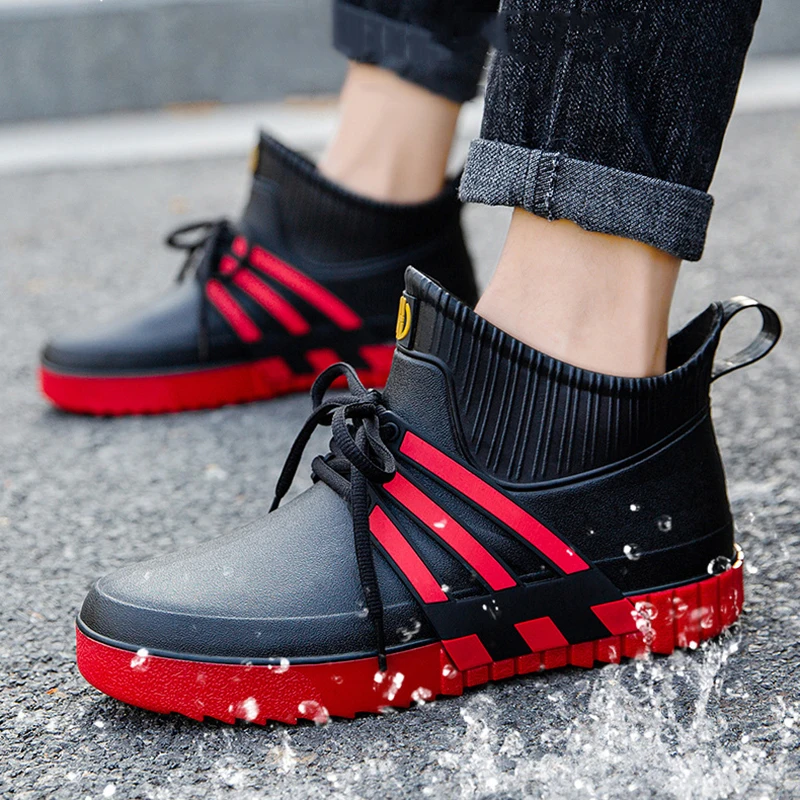 

2022 Slip on Rainboots Men's Rubber Shoes Fishing Boots Short Rain Shoes Men Garden Boot Waterproof Lovers Shoes Rain Boots
