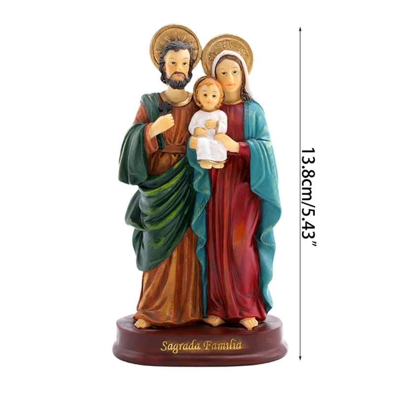 Holy Family Statues Set Colorful Religious Figurine Decors Resin Statue Christmas Decoration Home Ornament Crafts 87HA