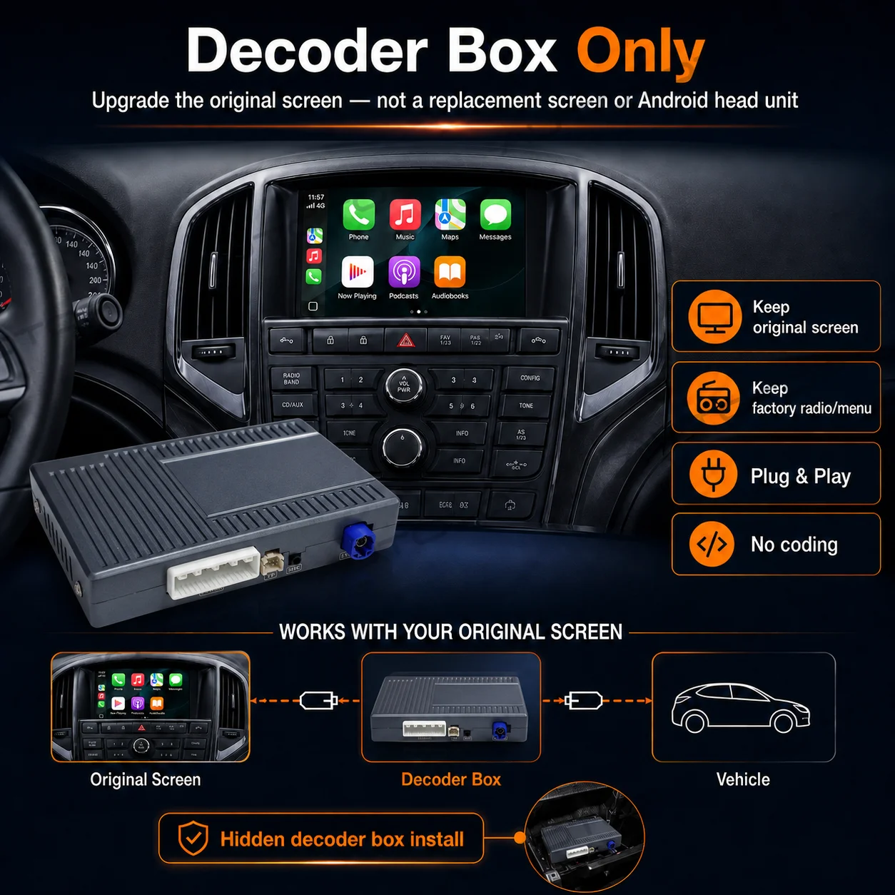 Kit de Actualización Inalámbrico Autotop Carplay Android Auto para Opel Vauxhall GM Insignia Astra J Corsa D Mokka Zafira B Zafira Tourer Meriva B Antara 2009-2017 Cd500 Cd600 Navi600 Navi650 Navi900 Navi950 DVD800 Interfaz OEM sin Pantalla Táctil Módulo Airplay para Coche 4