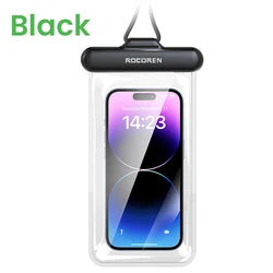 Universal Waterproof Phone Pouch with Transparent Protection Cover (Black IPX8)