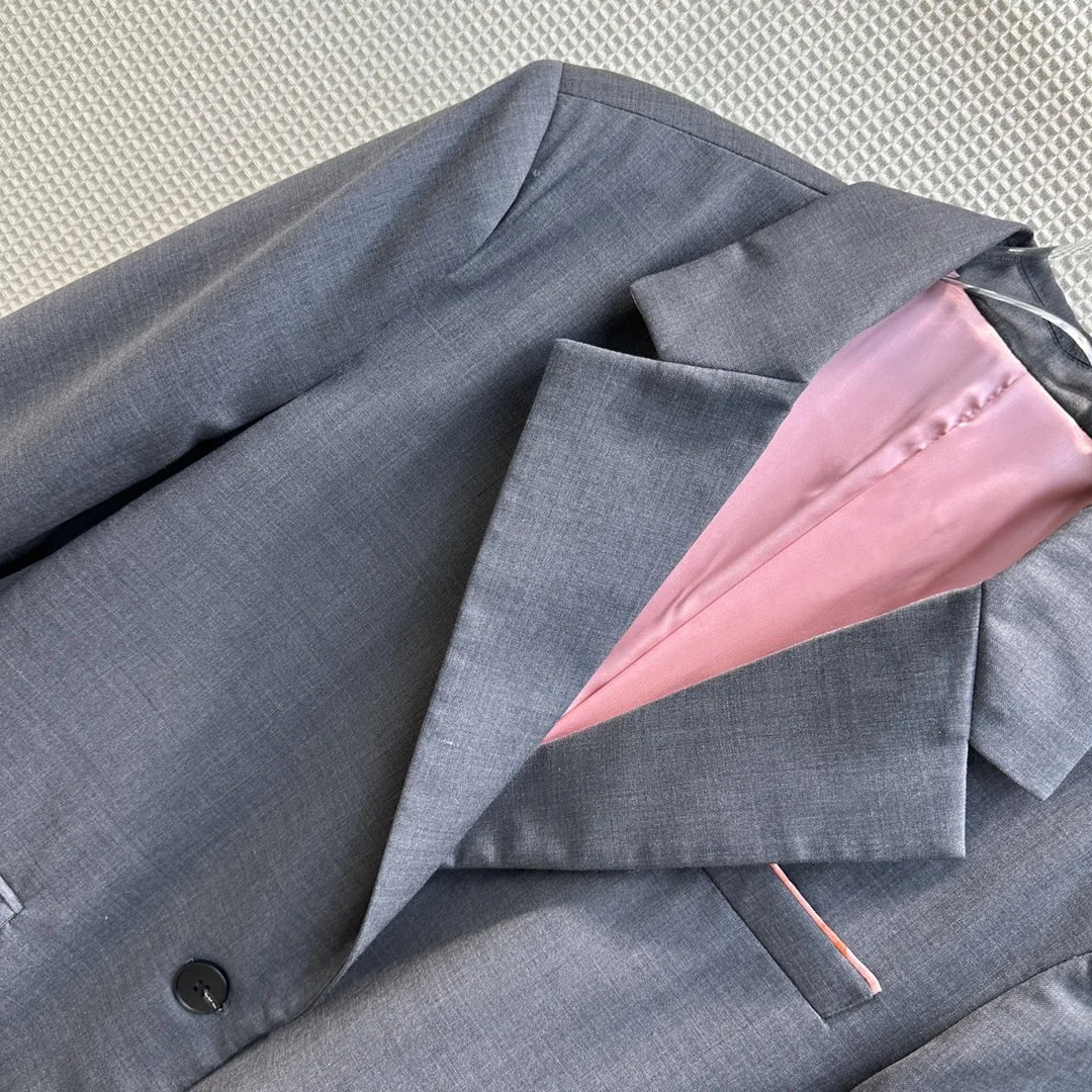 

Spring/Summer 24 Wool Chinese Style Color Block Lapel Roll Sleeve Casual Suit Jacket