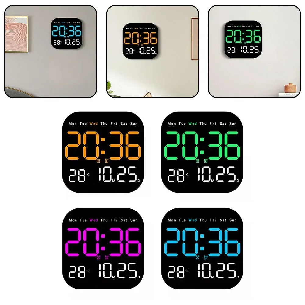 LED Digital Wall Clock Convenient Remote Control For Displaying Current Time and Temperature Date & Day of the Week